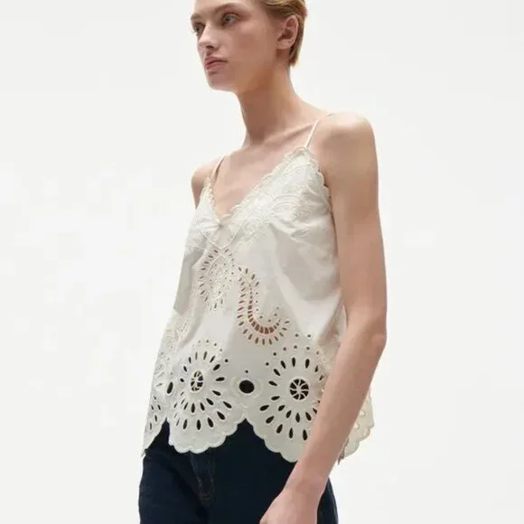 NWT - Figue Gillian 100% Cotton Scandi Girl Top , Size Small, in White / Chalk - Picture 3 of 4